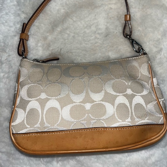 Coach 6094 Signature Leather Jacquard Demi cream Pouch Shoulder Bag Y2K - Picture 4 of 9